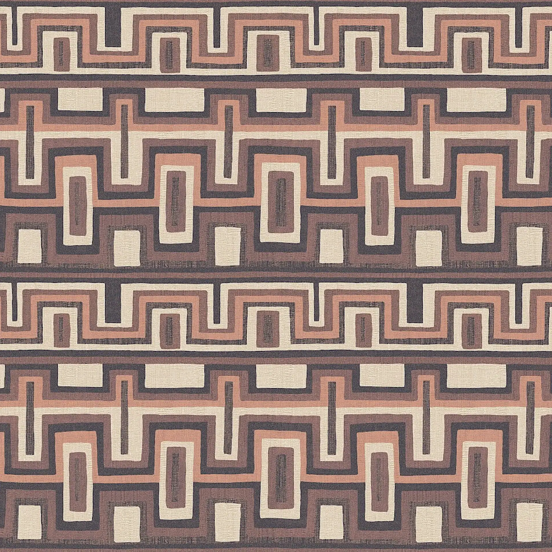 Geometric Morelos Cameo wallpaper with earthy tones and intricate design.
