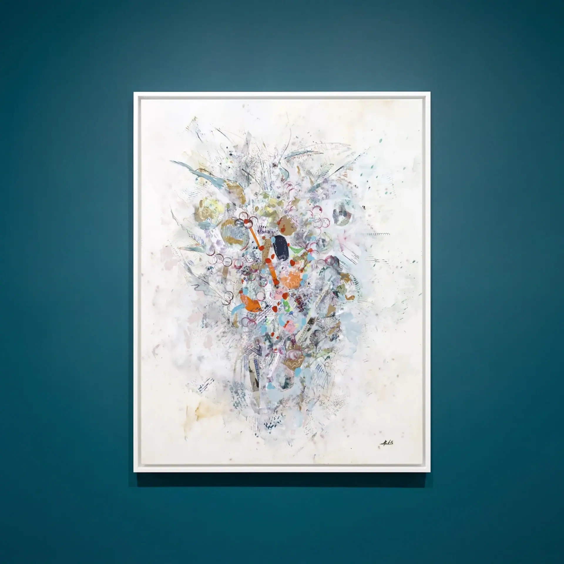 Abstract art canvas painting with vibrant colors and dynamic brushstrokes.