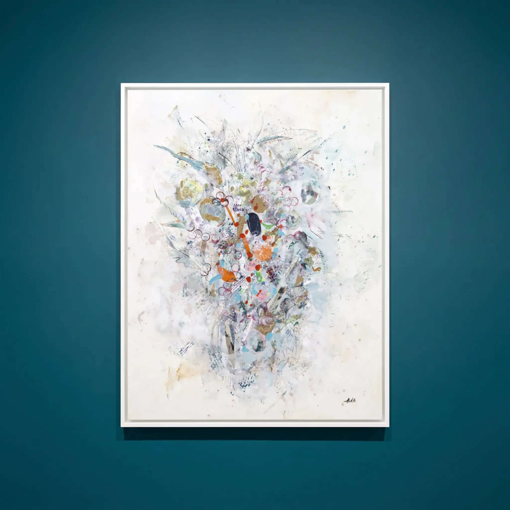 Abstract art canvas painting with vibrant colors and dynamic brushstrokes.