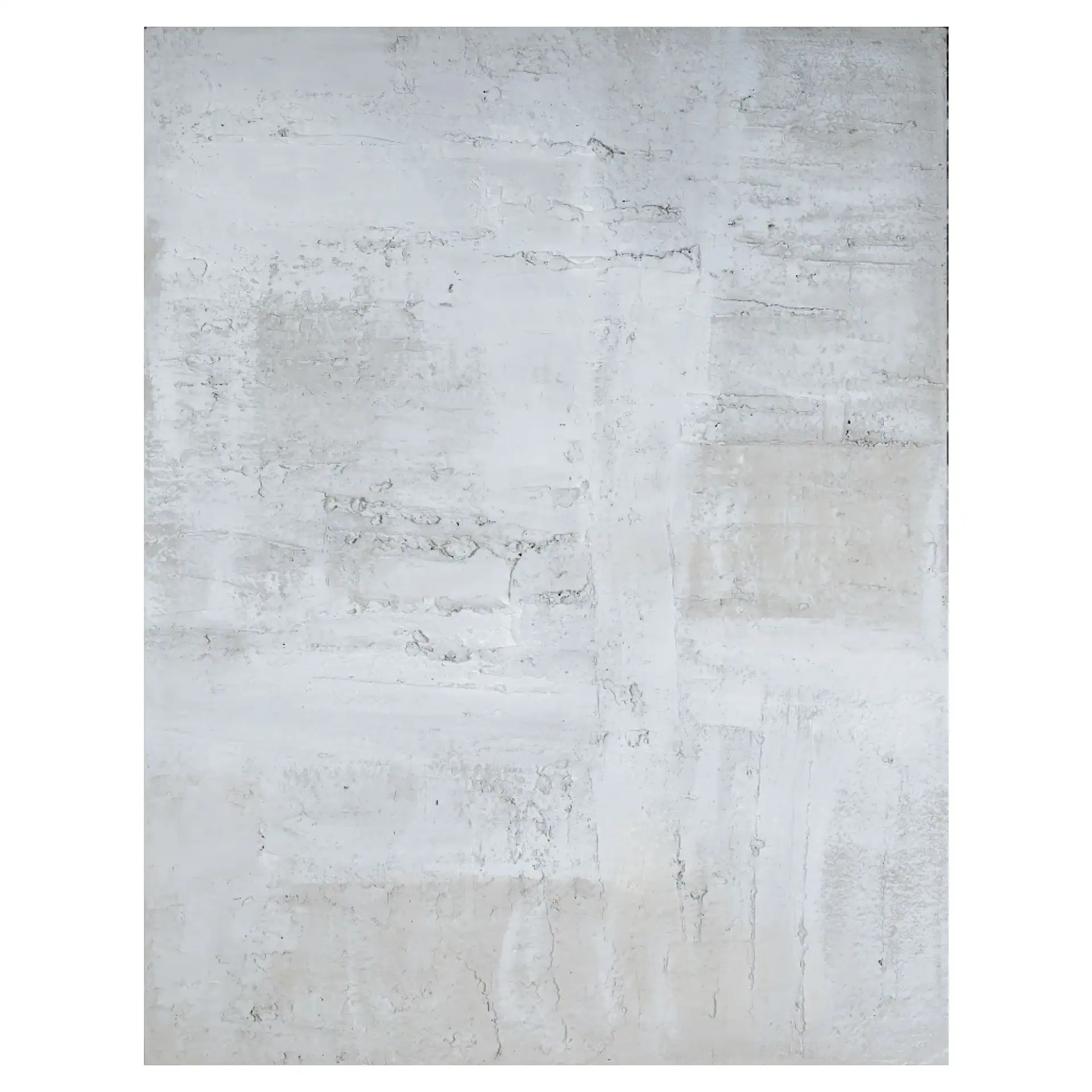 Abstract mixed media artwork with white and gray tones for modern decor.