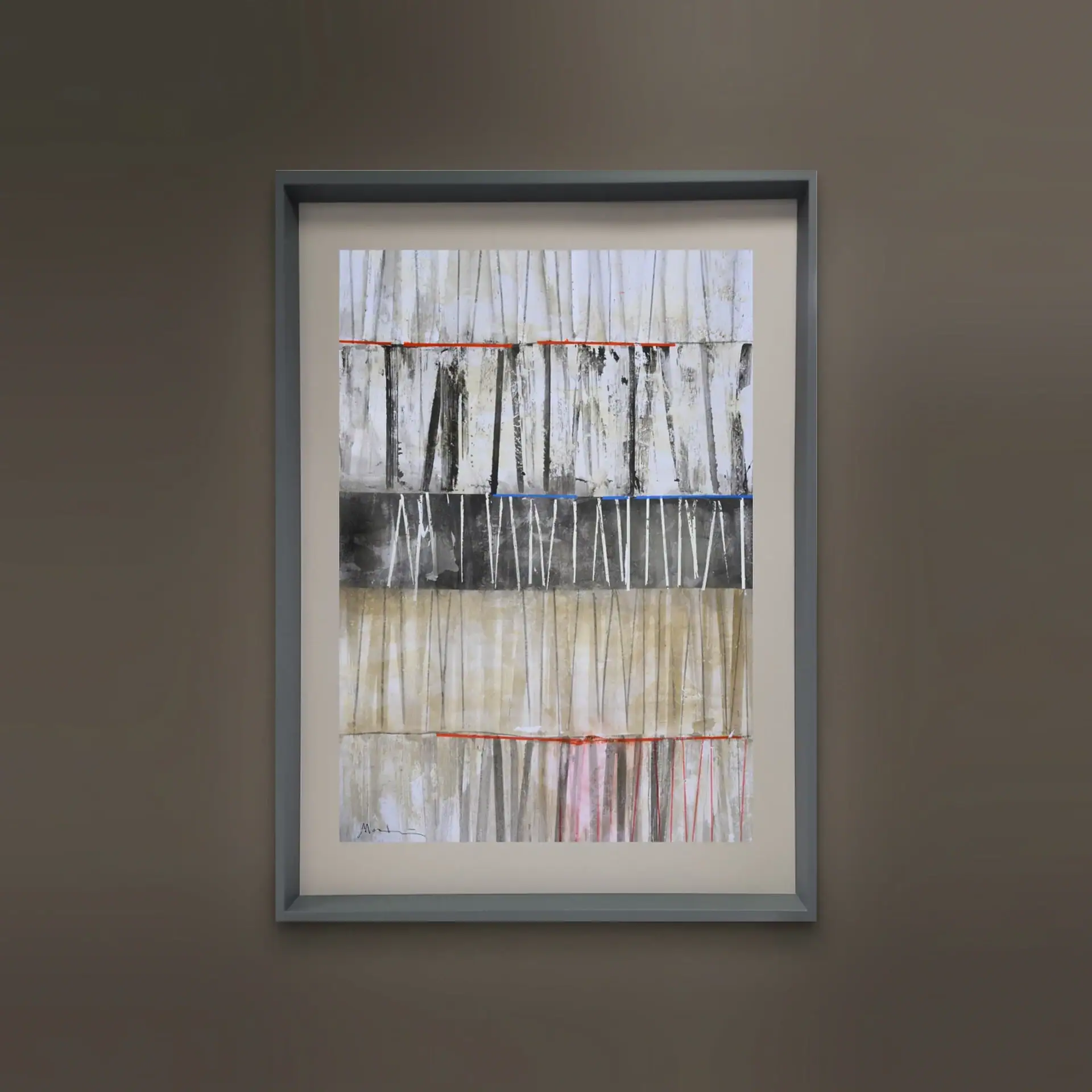 Watercolor abstract art painting in a modern frame, wall decor for contemporary interiors.
