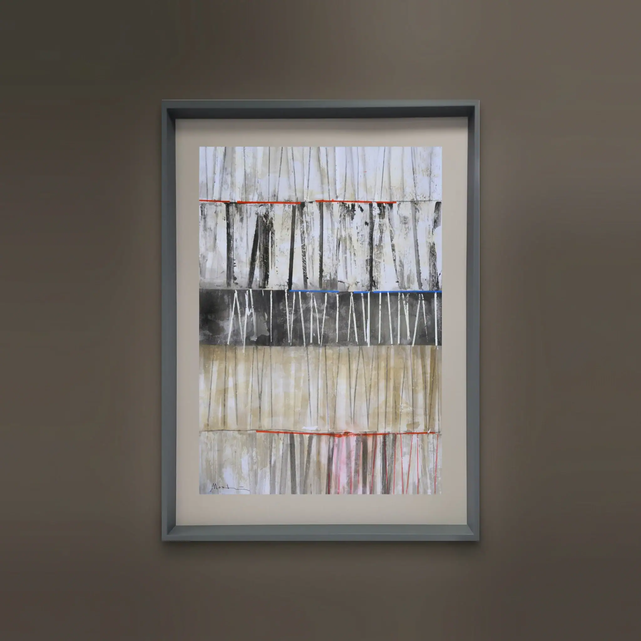Watercolor abstract art painting in a modern frame, wall decor for contemporary interiors.