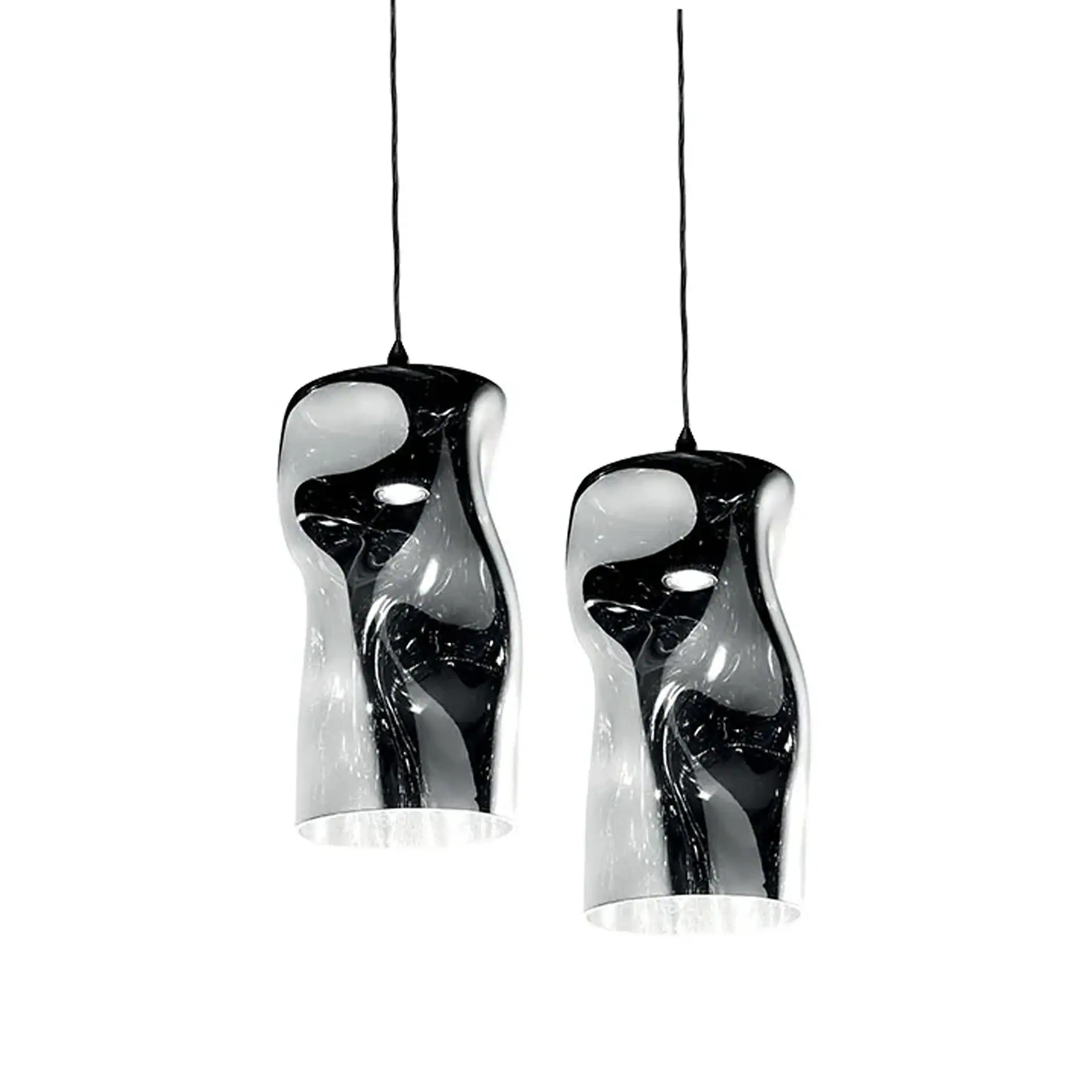 Dandolo pendant pair hanging lamps in black and white.