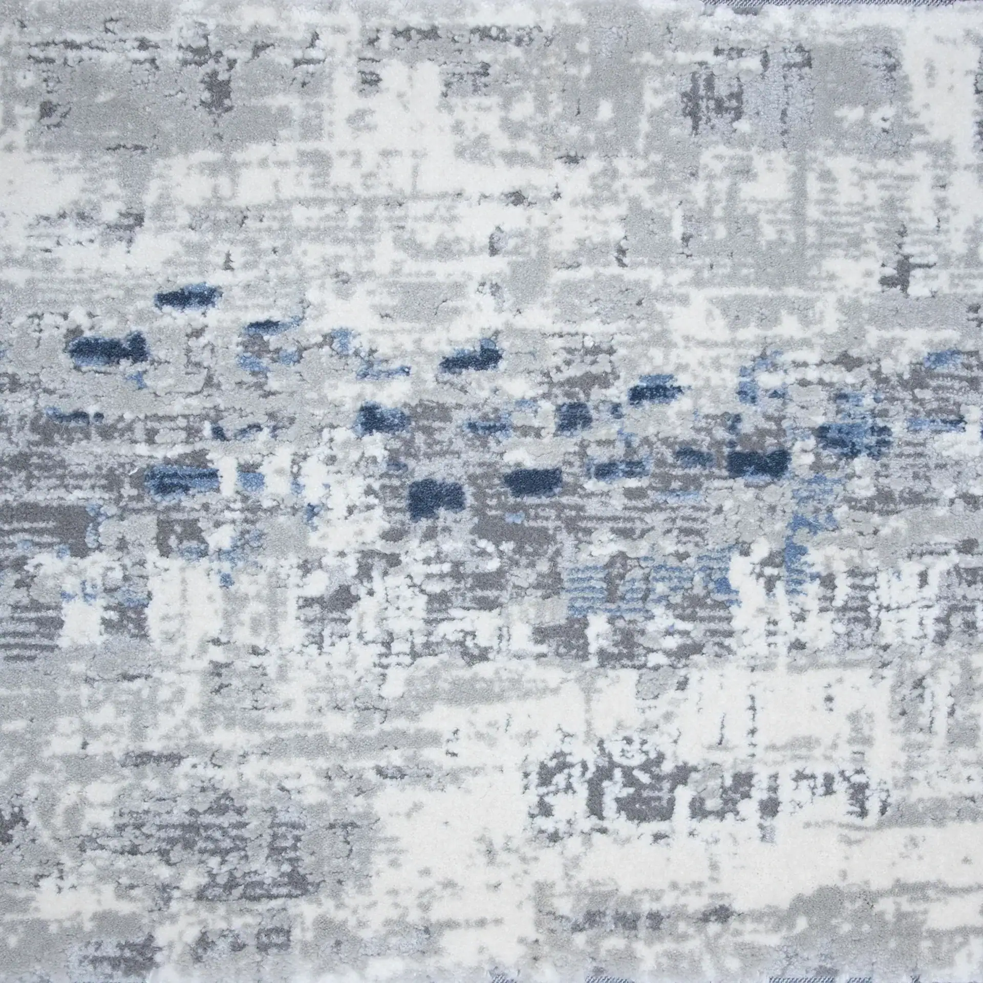 Contemporary blue and gray abstract rug for modern living spaces.