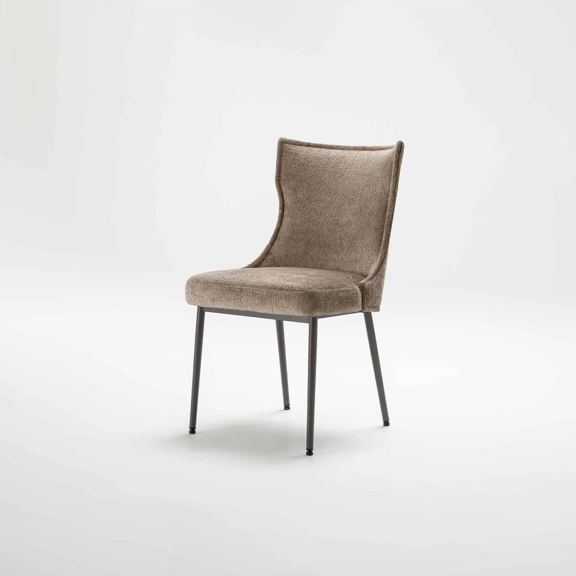 Upholstered dining chair with sleek design and modern style.