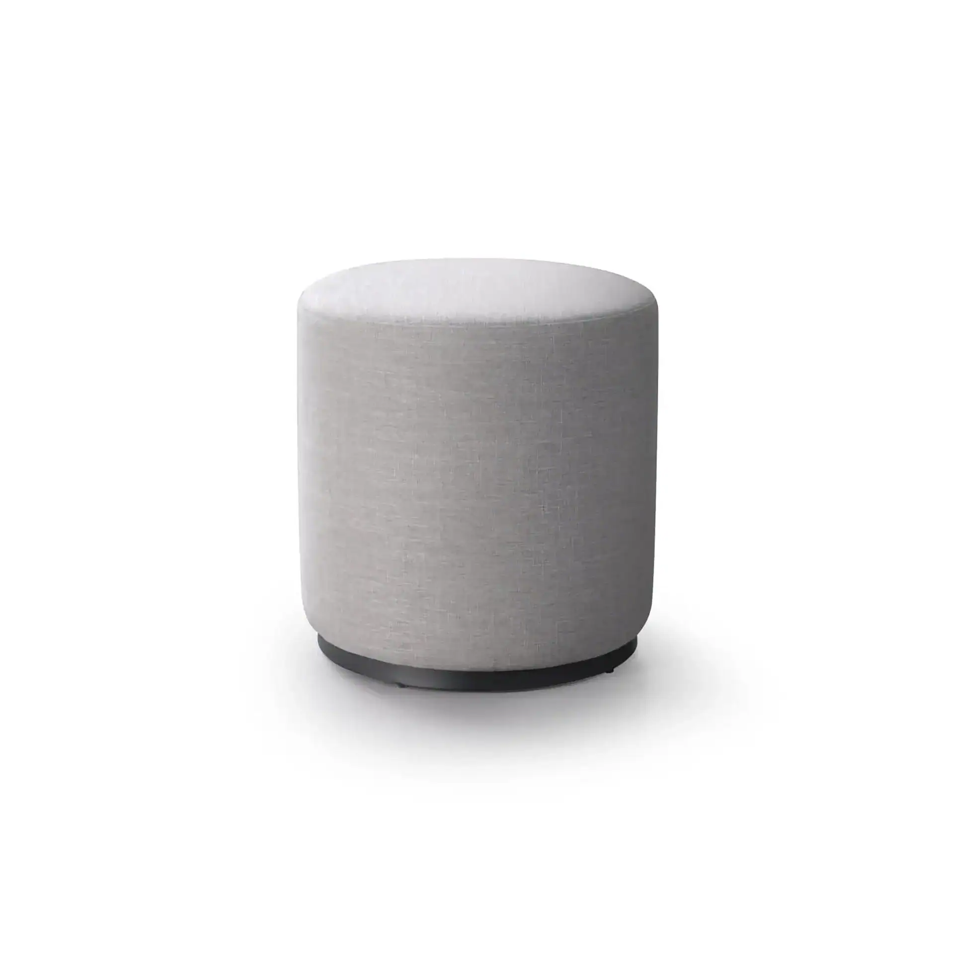 Sklar Furnishings Marshmallow Ottoman in light grey fabric.