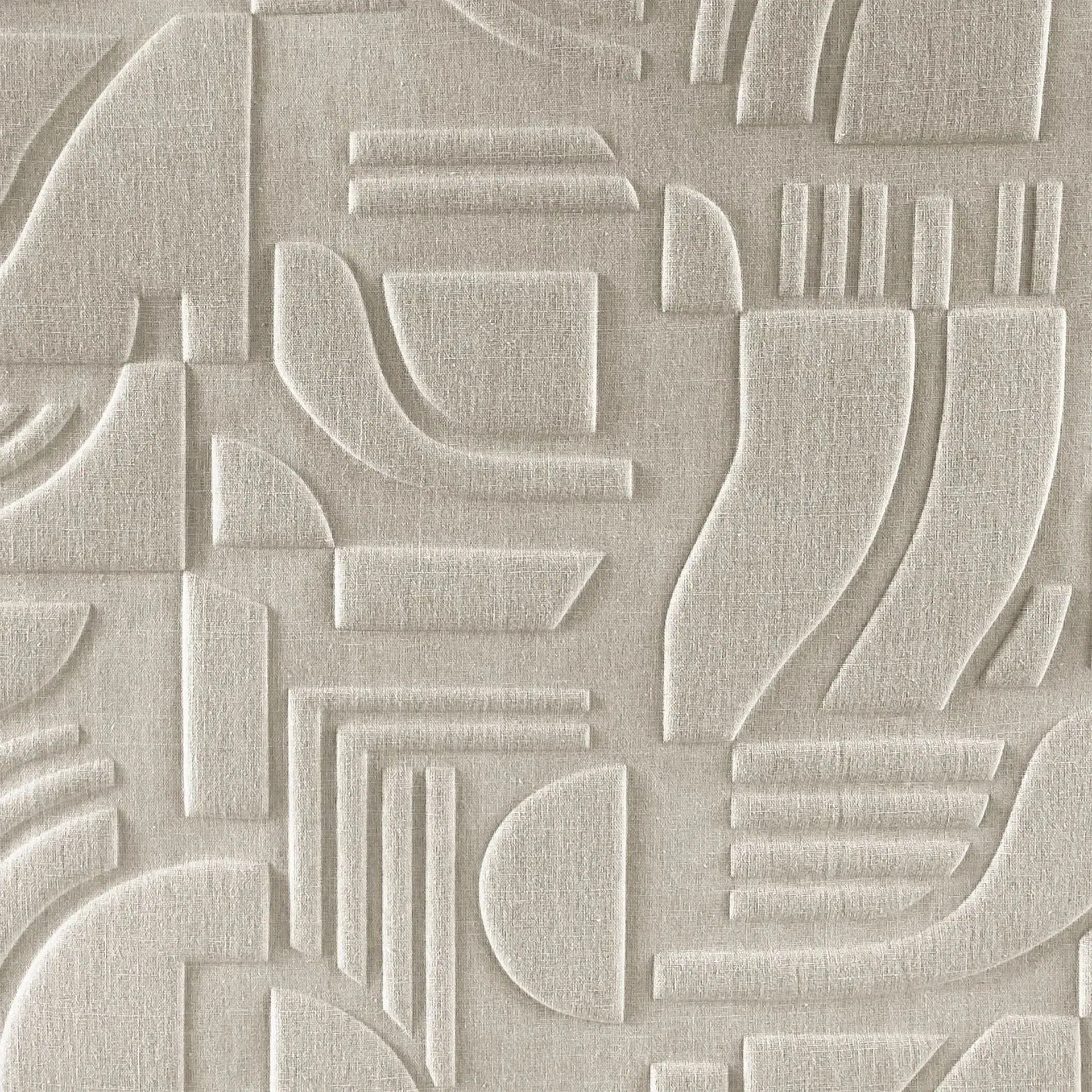 Linsolite Wallpaper with geometric embossed pattern in neutral tones.