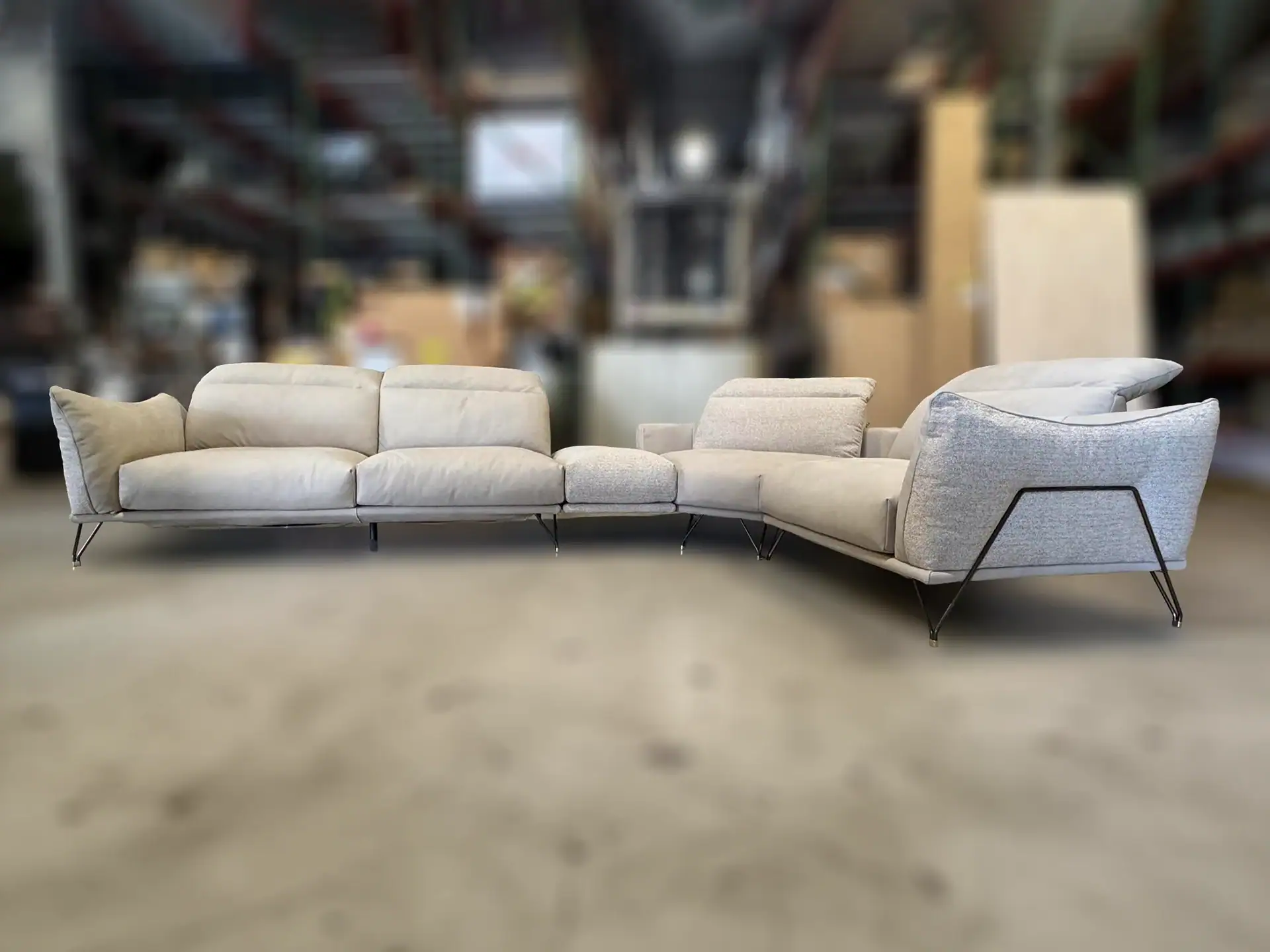 Gorini Dagor sectional sofa in a furniture store setting.