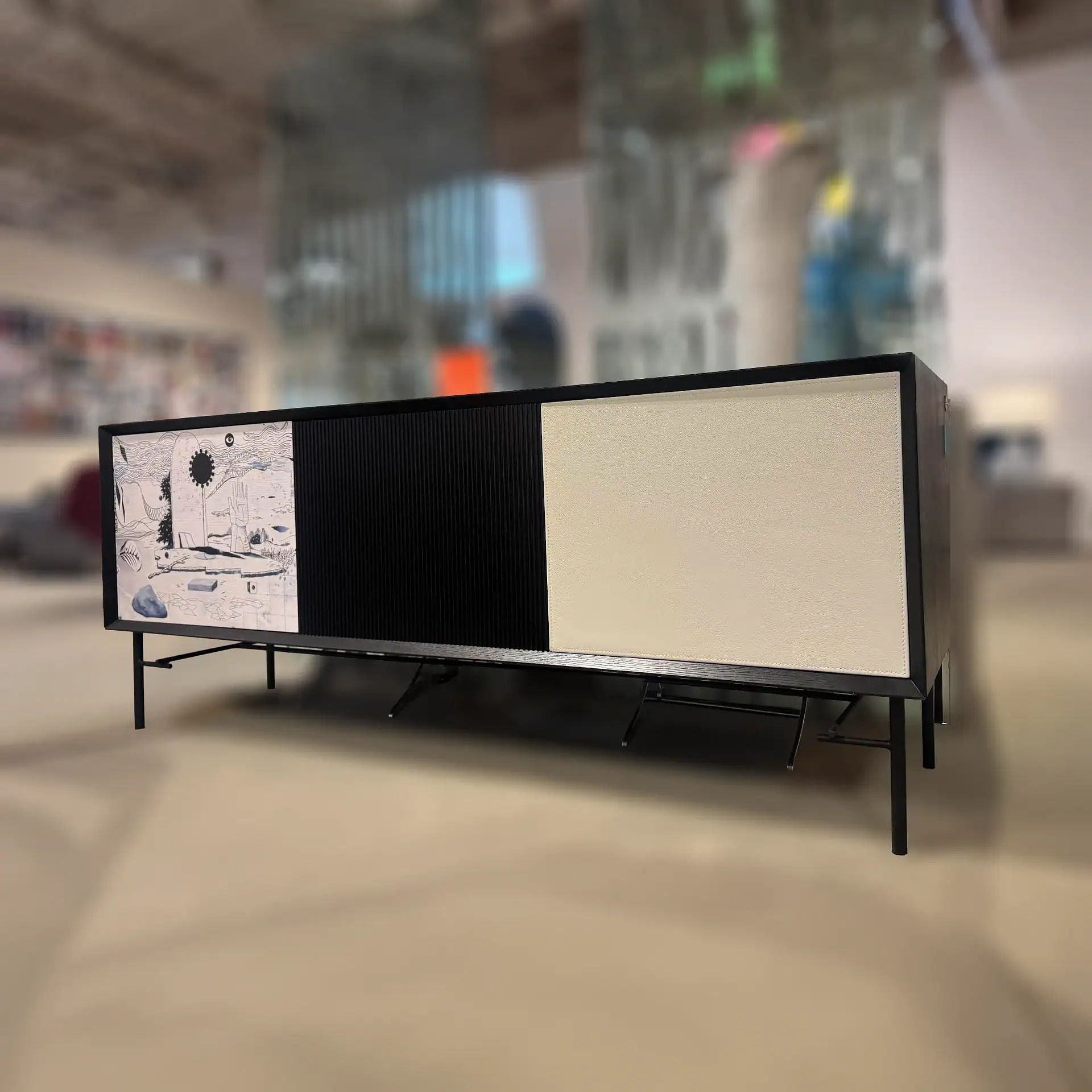 Icons Diamond Art Back Home Sideboard with black and cream finish.