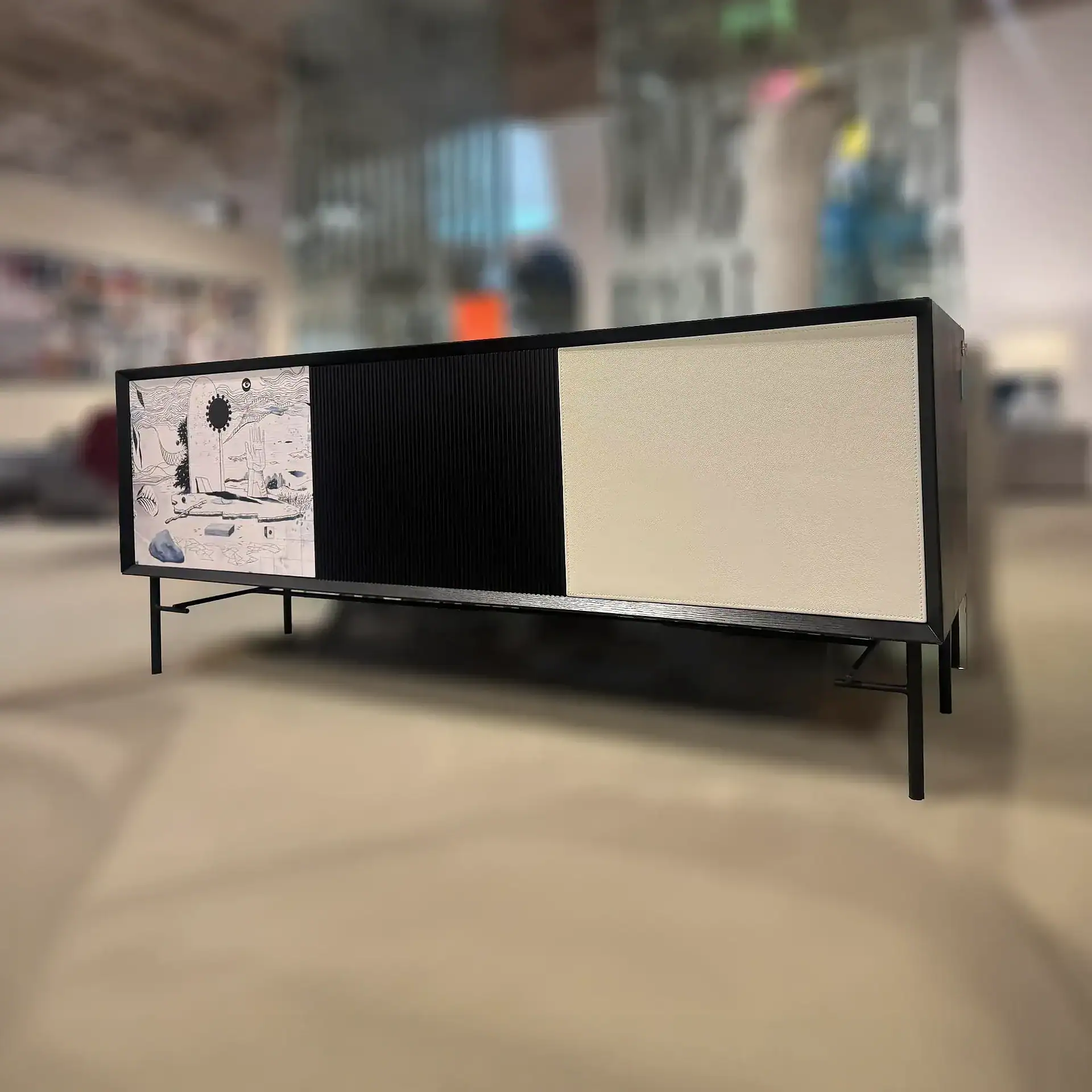 Icons Diamond Art Back Home Sideboard with black and cream finish.