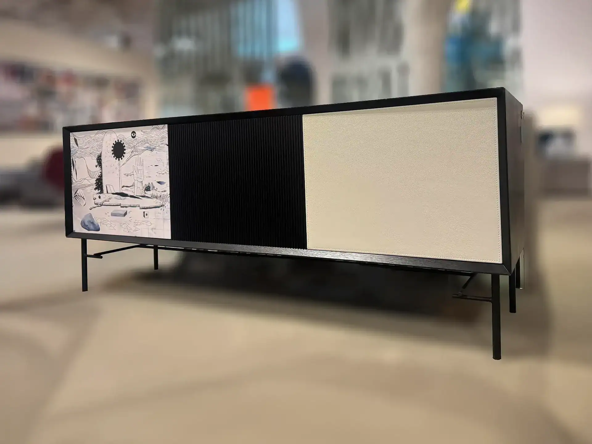 Icons Diamond Art Back Home Sideboard with black and cream finish in a modern room.