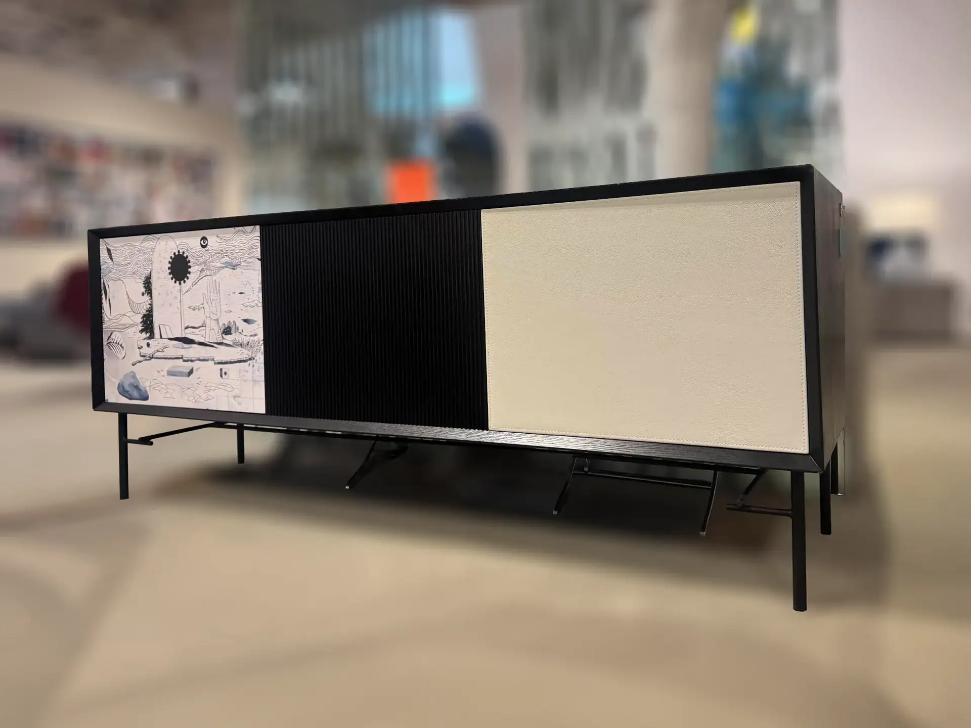 Icons Diamond Art Back Home Sideboard with black and cream finish in a modern room.