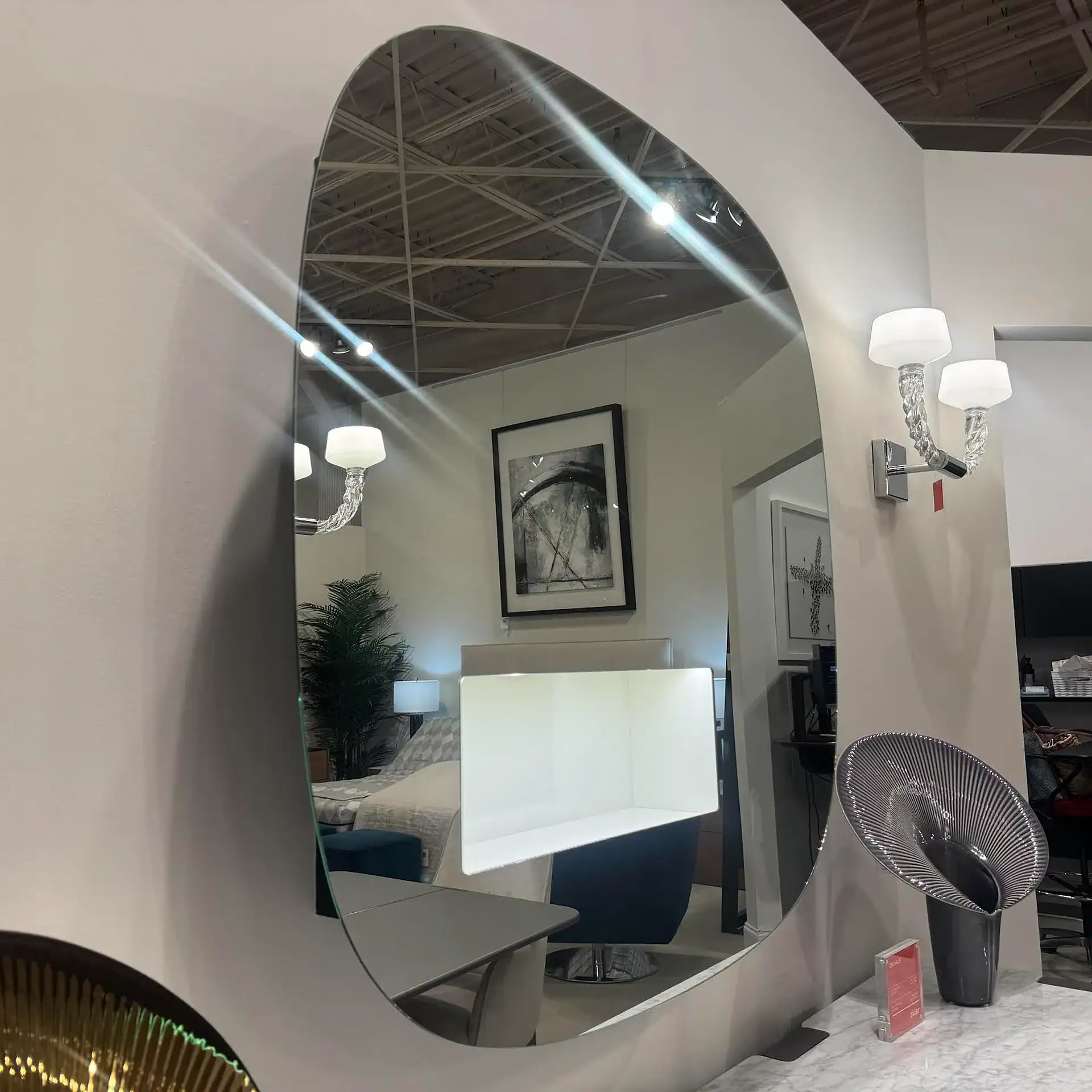 Tonelli Aperture LED Mirror with modern design in a stylish room.