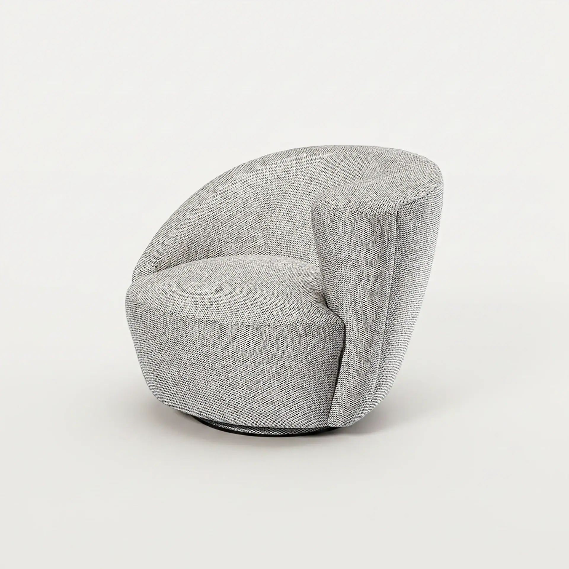 Carlisle Swivel Armchair in light gray fabric on plain white background.
