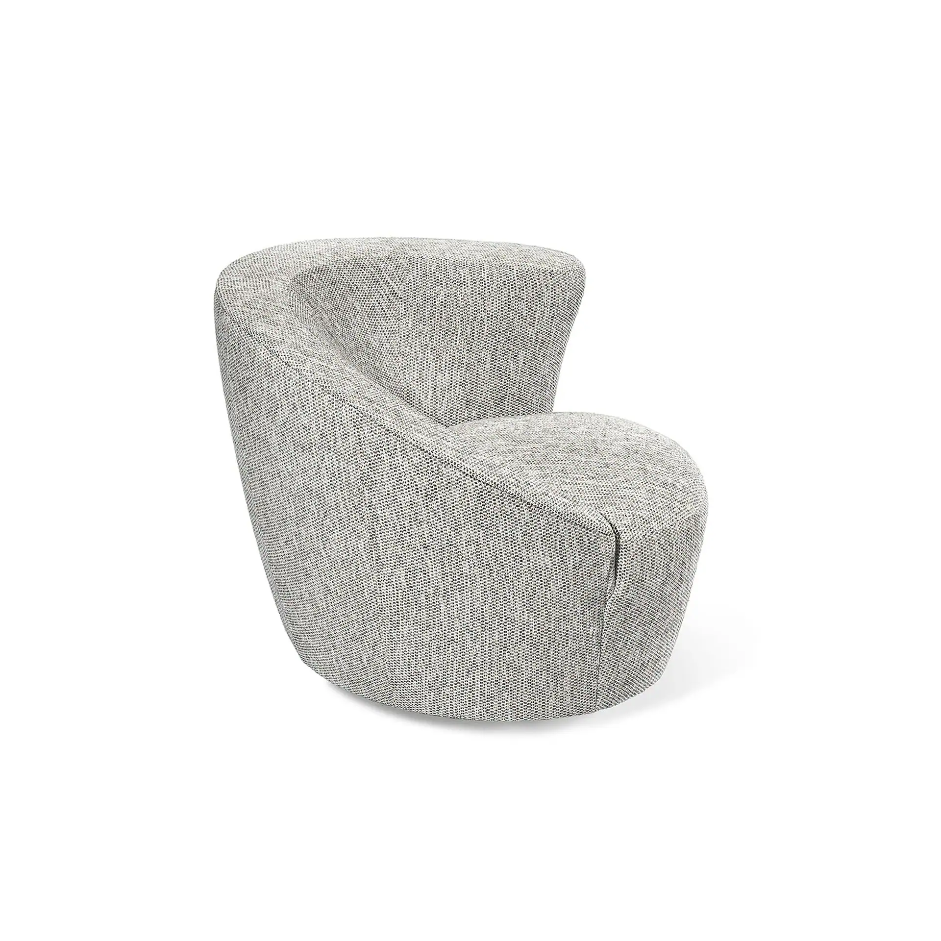 Carlisle Swivel Armchair in light gray fabric on white background.