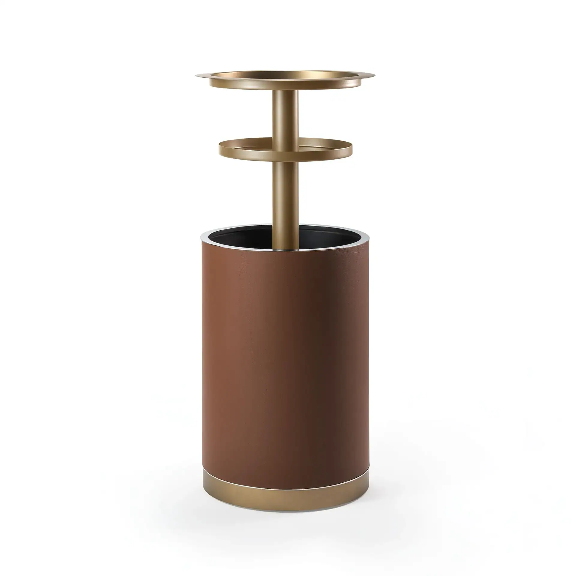Sklar Furnishings side table with two-tiered gold and brown design.