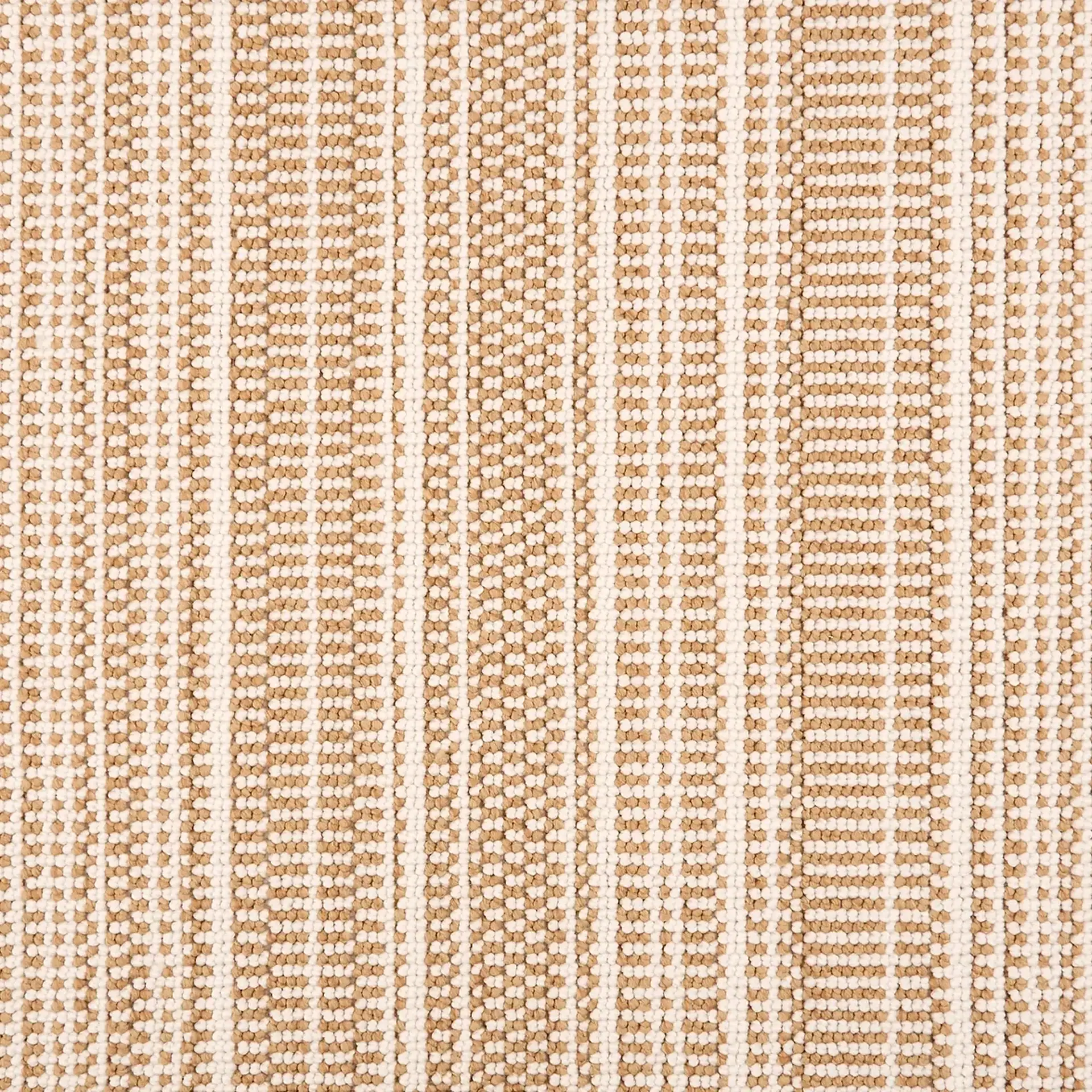 Waveside indoor outdoor area rug with striped pattern in beige and cream.