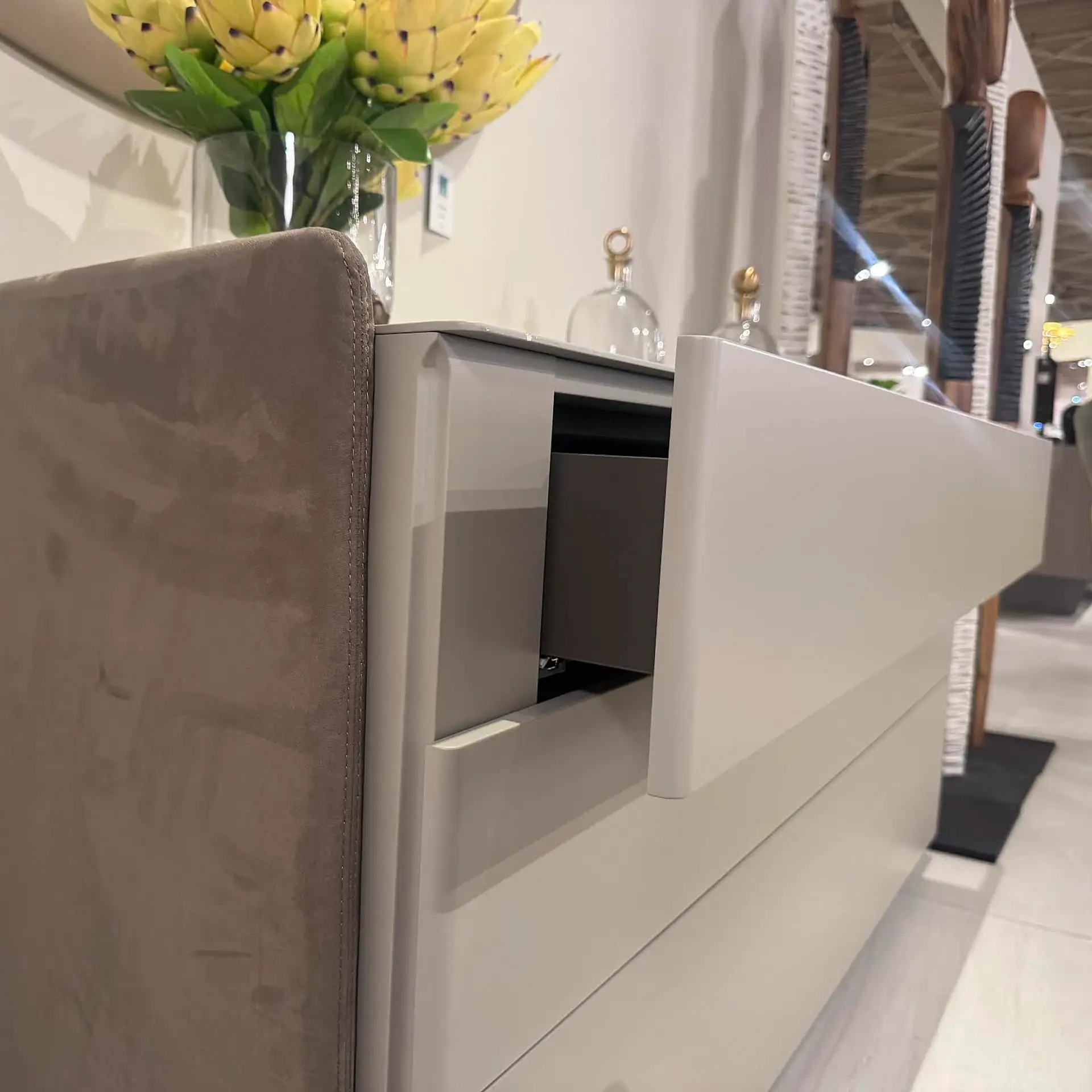 Pianca Chloe 3-Drawer Dresser in a modern room setting.