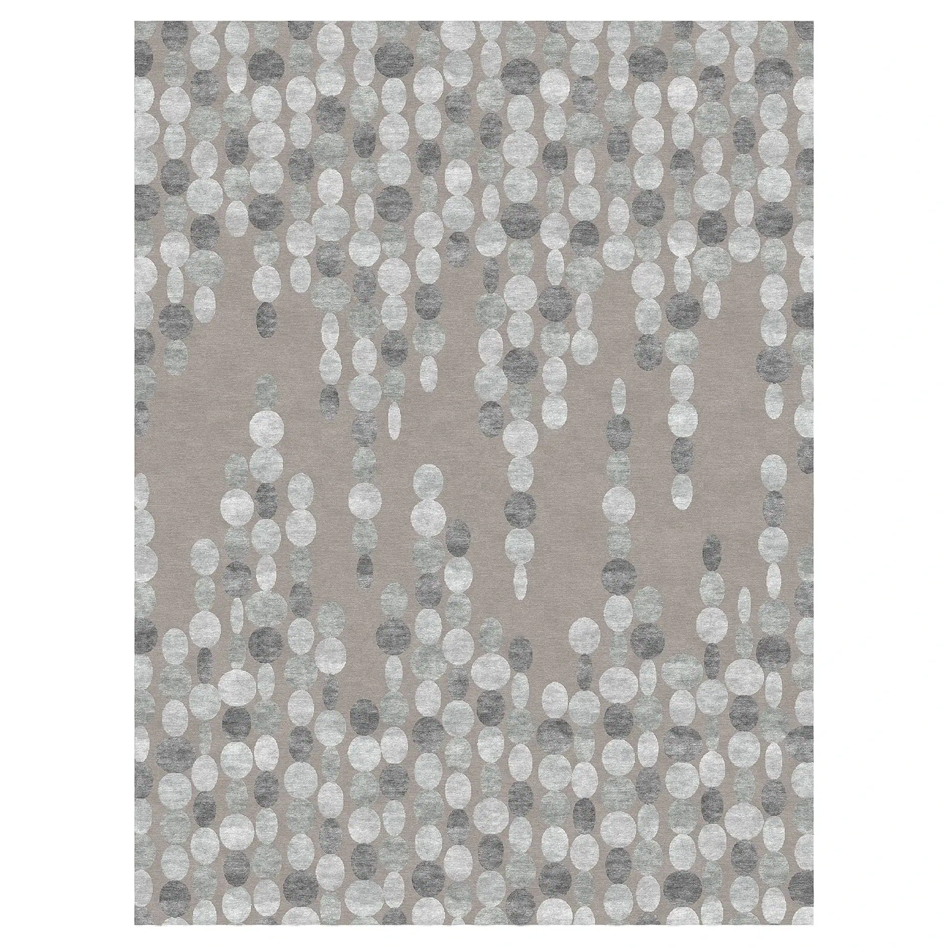 Sklar Furnishings Baubles Area Rug with circular pattern in neutral tones.