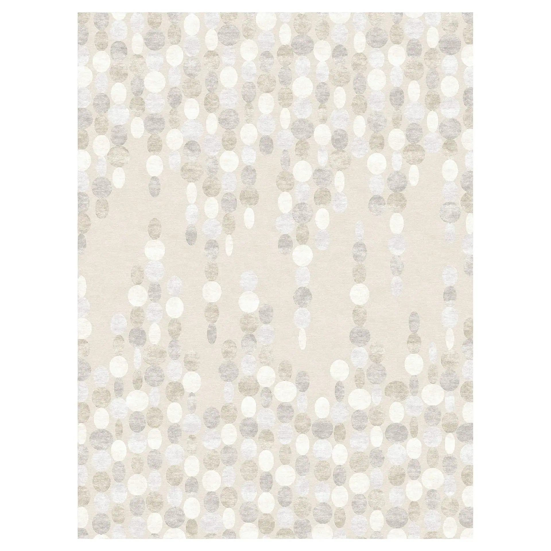 Baubles area rug with a dotted pattern in neutral tones.