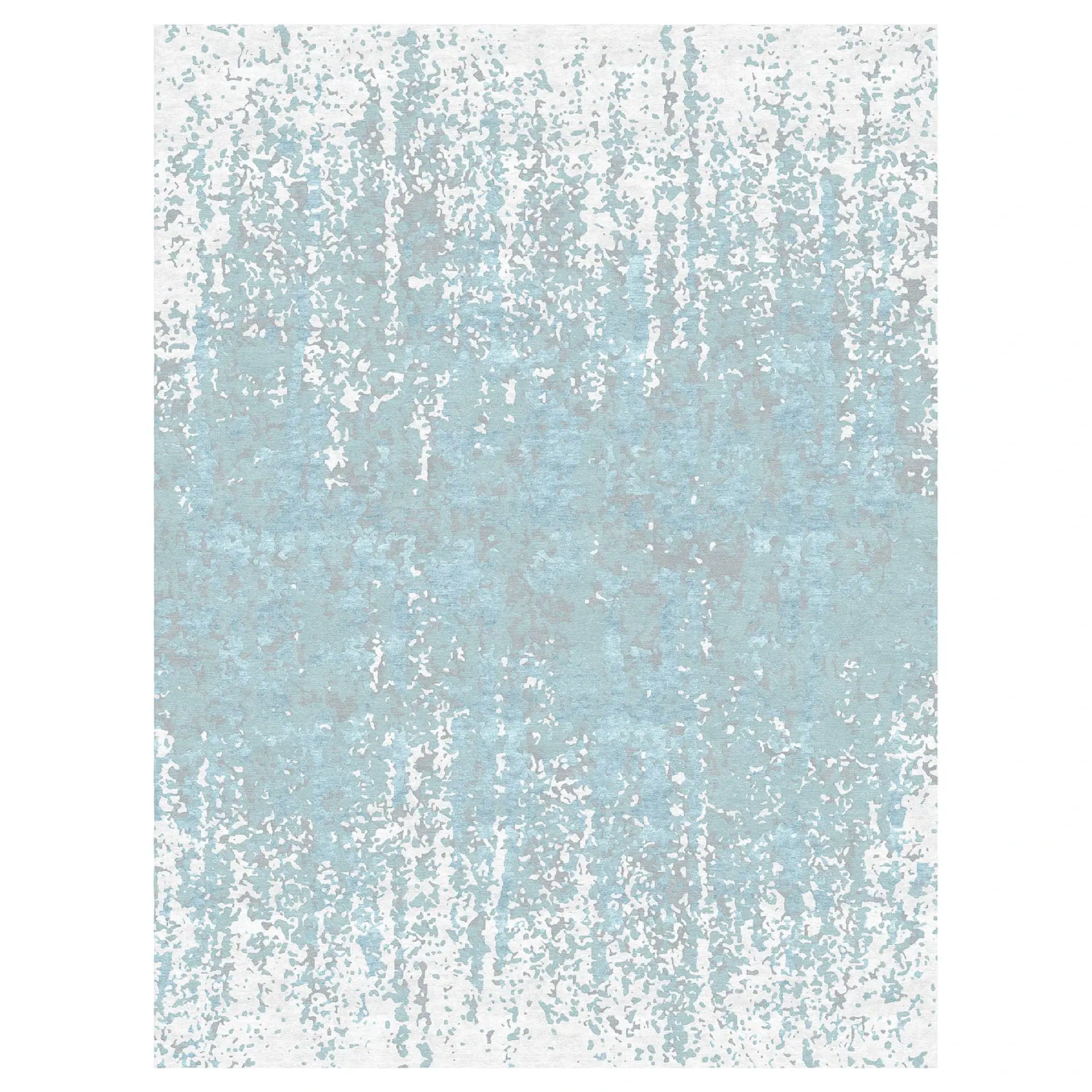 Wet Abstract Area Rug with blue and white textured pattern.