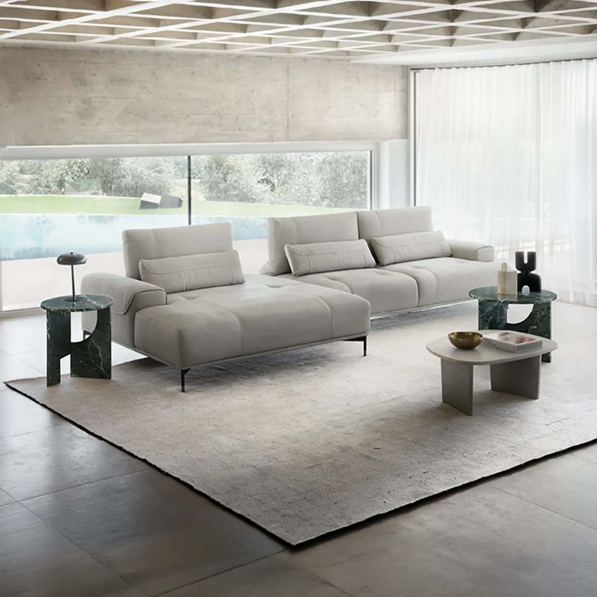 Sklar Furnishings Sirio Modular Sectional Sofa in a modern living room.