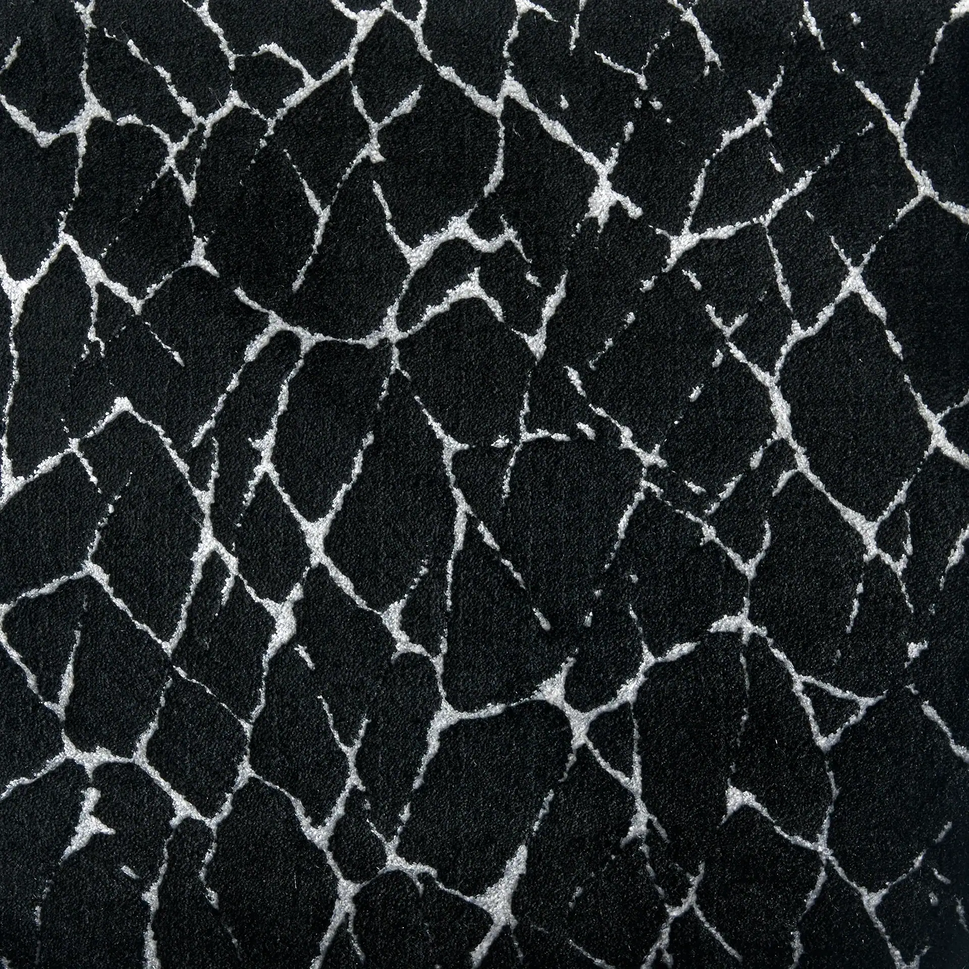 Black fabric with a white, irregular, crack-like pattern.