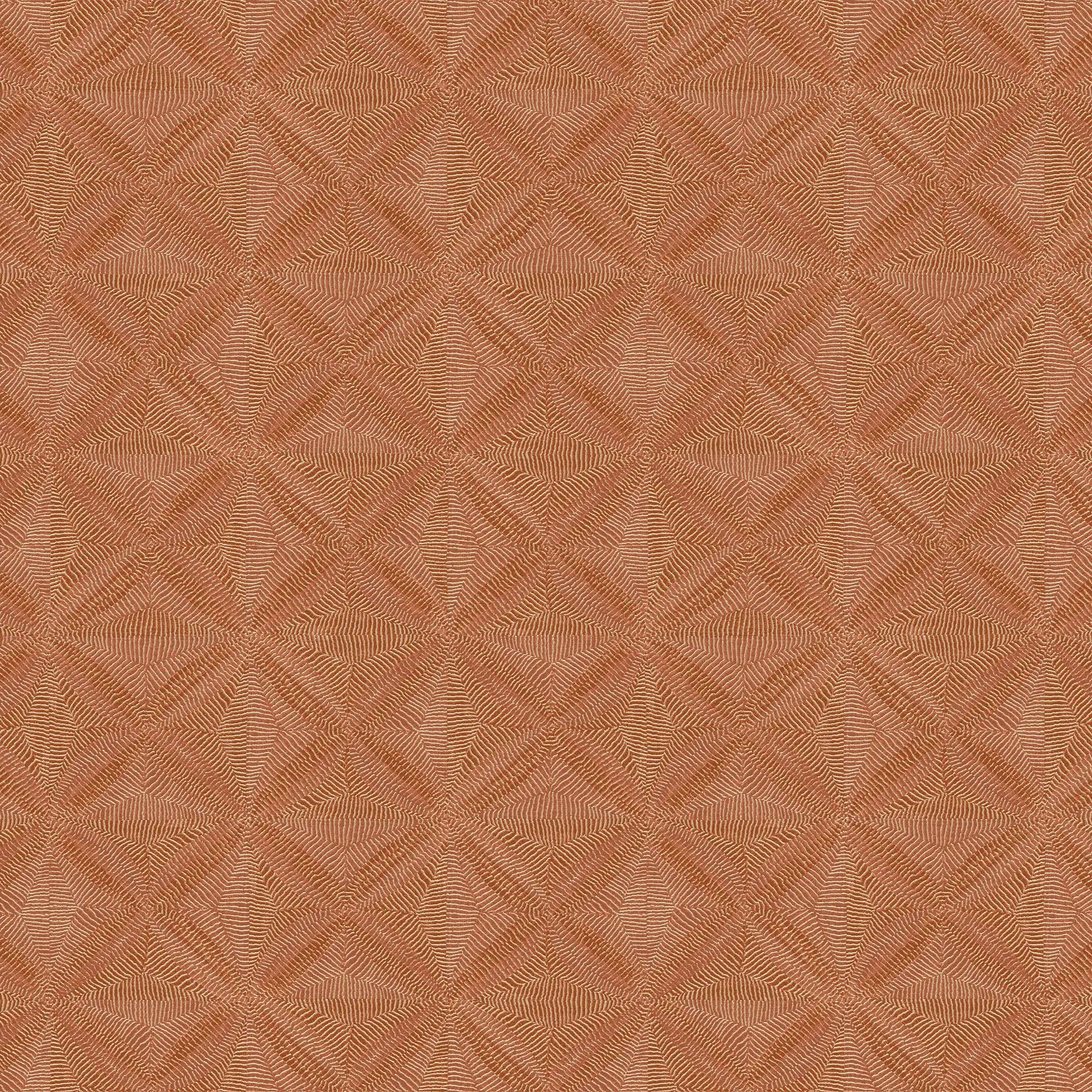 A seamless reddish-brown pattern with light, wavy lines arranged in a repeating geometric design.