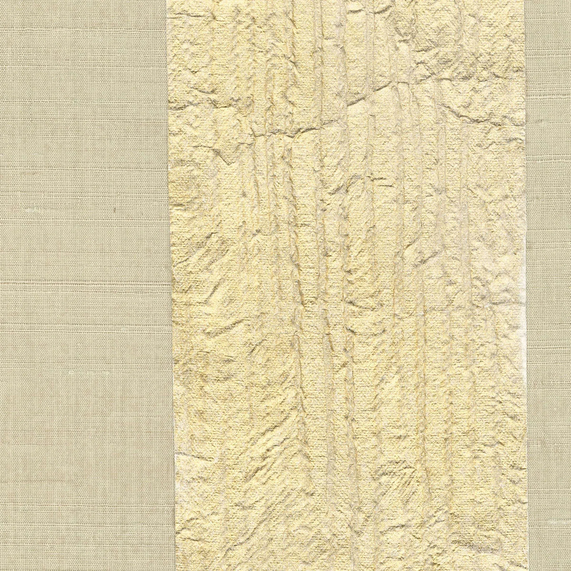 Beige textured wallpaper panel with vertical creases.