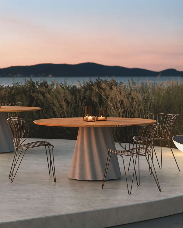 Inspired by the movement of the sea, the Onda Outdoor Dining Table brings an artful, distinctive presence to outdoor living. 🌊

Its flowing concrete pedestal echoes the soft ripples of water, while a round tabletop creates an inviting setting for meals, conversation, and long evenings outdoors.

Choose a cohesive concrete top for a beautifully monochromatic look, or bring in the natural warmth of wood with its distinctive decorative inlay.

Connect with a Sklar Designer to discover how Onda can transform your outdoor dining space.

#SklarFurnishings #BocaRaton #SouthFlorida #InteriorDesign #HomeDecor #ModernFurniture #ContemporaryFurniture #SouthFloridaLiving #BocaRatonDesign
